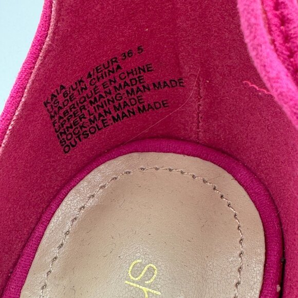 ShoeDazzle Kaia Heels Size 6 Hot Pink Suede Lace Up Clear Block Ombre Heels - Picture 4 of 9